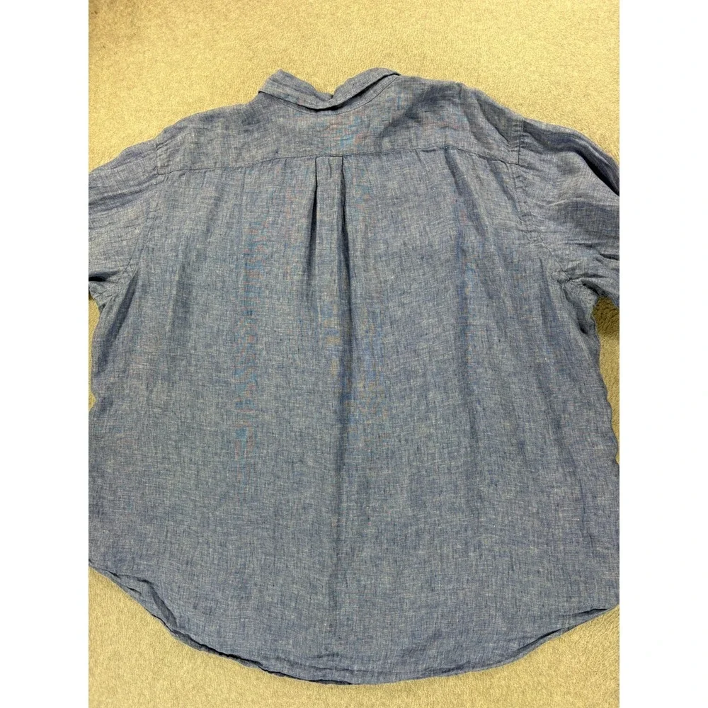 Polo Ralph Lauren 100% Linen Long Sleeve Button Down Shirt (Men's 3XL Big) Blue